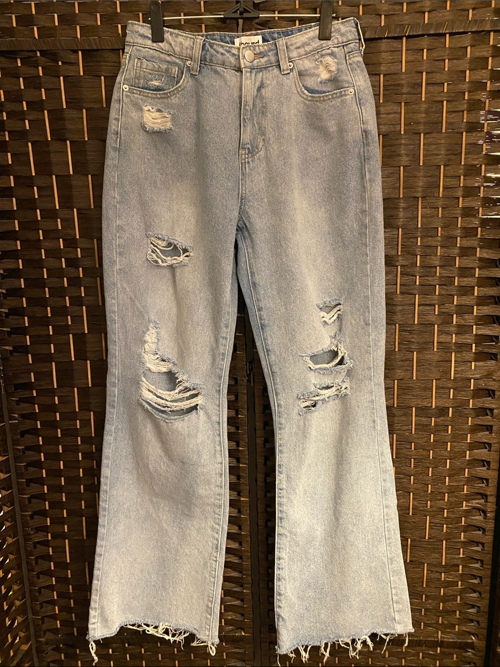 Abound Light Blue Distressed Women's Wide Leg Jeans Size 28”